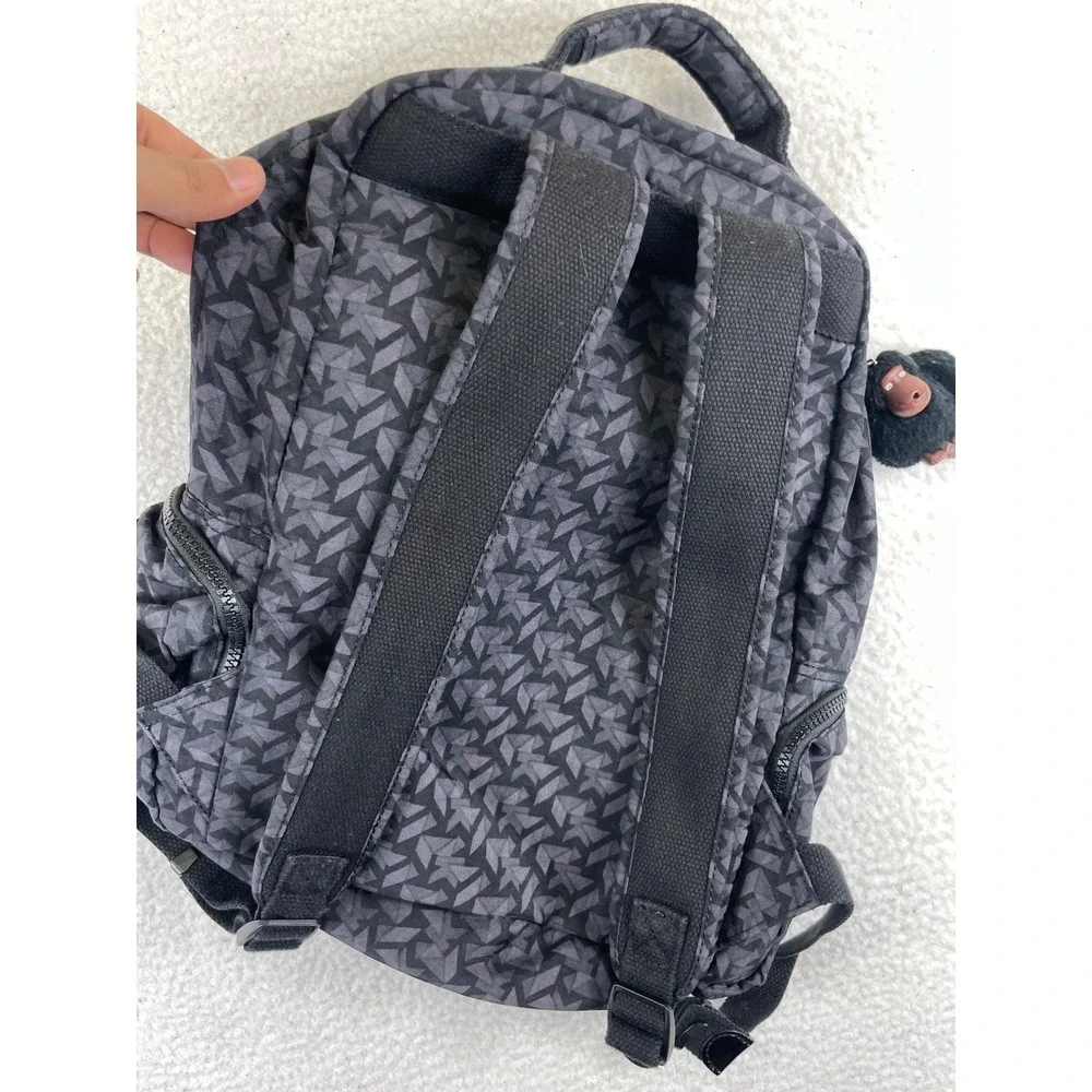 Kipling Seoul Geometric Print Backpack Womens OS Gray Travel School Monkey Charm